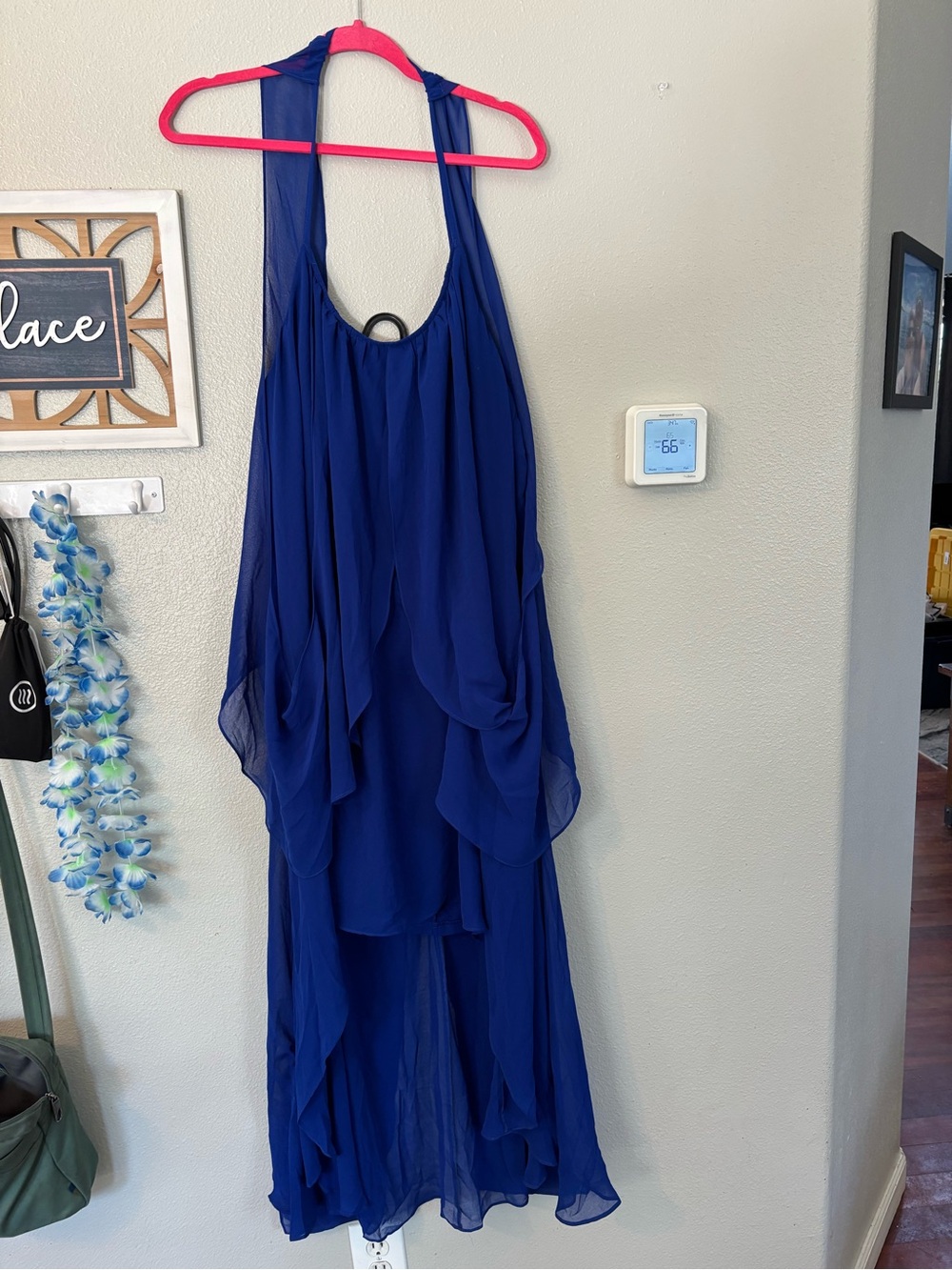City Chic Cobalt Blue Drape Goddess Chiffon Maxi Dress Plus Size M / 18